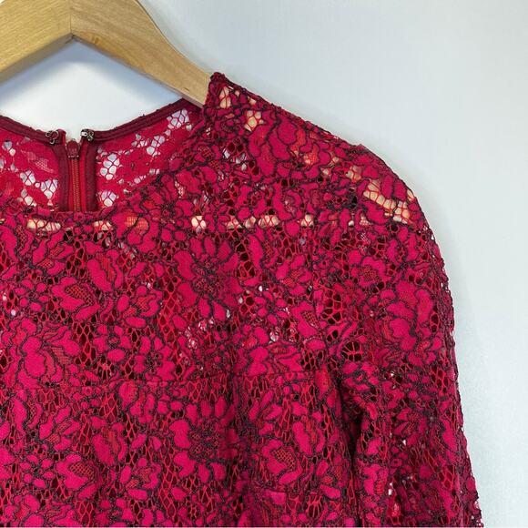 Shoshanna Garnet Illusion Lace Sheath dress red - 2 - Picture 5 of 13